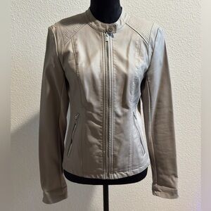 EXPRESS Women’s Light Gray Leather Moto Jacket